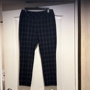 CAbi Dark Plaid Straight Leg Pants